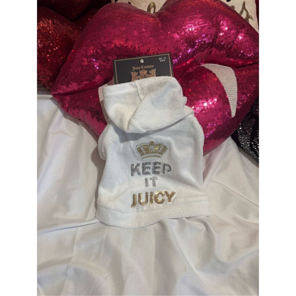 Juicy couture XS terry velour bling  dog/cat pet clothes hoodie nwt crown sequin